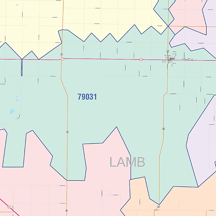 Lamb County, TX Colorcast Style Wall Map