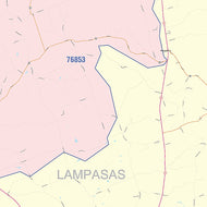 Lampasas County, TX Colorcast Style Wall Map