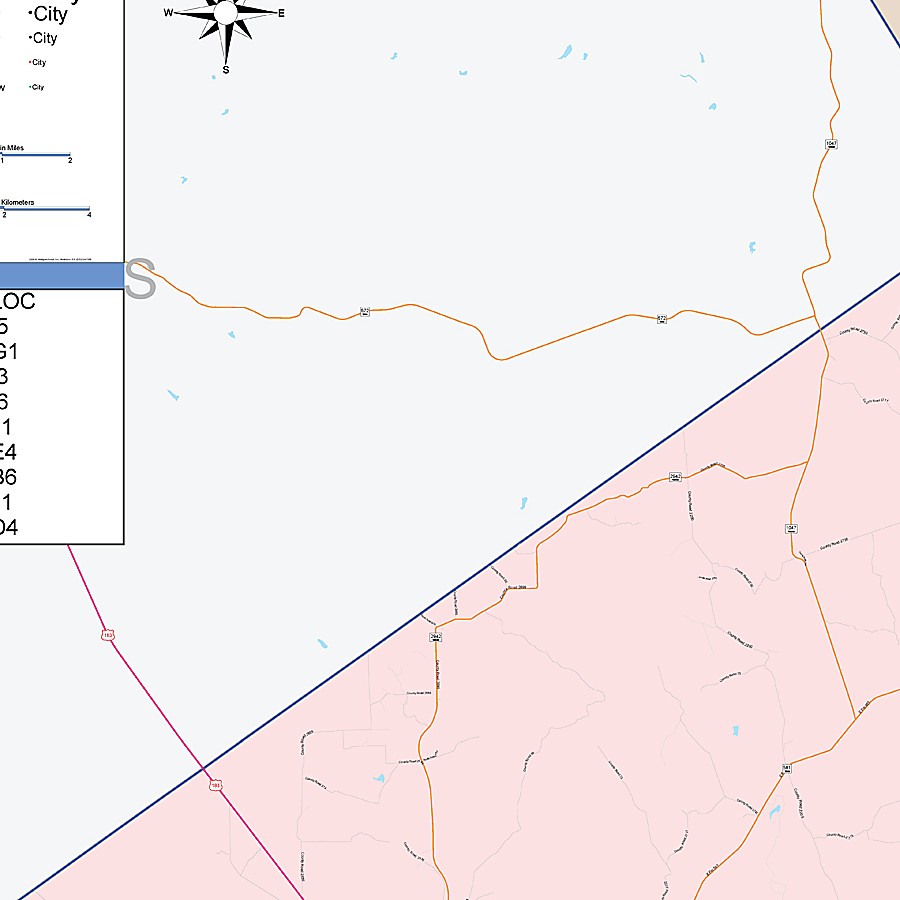 Lampasas County, TX Colorcast Style Wall Map