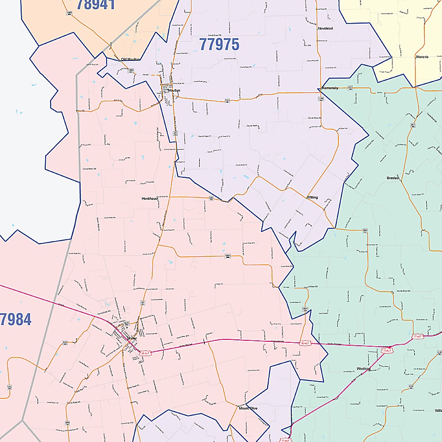 Lavaca County, TX Colorcast Style Wall Map