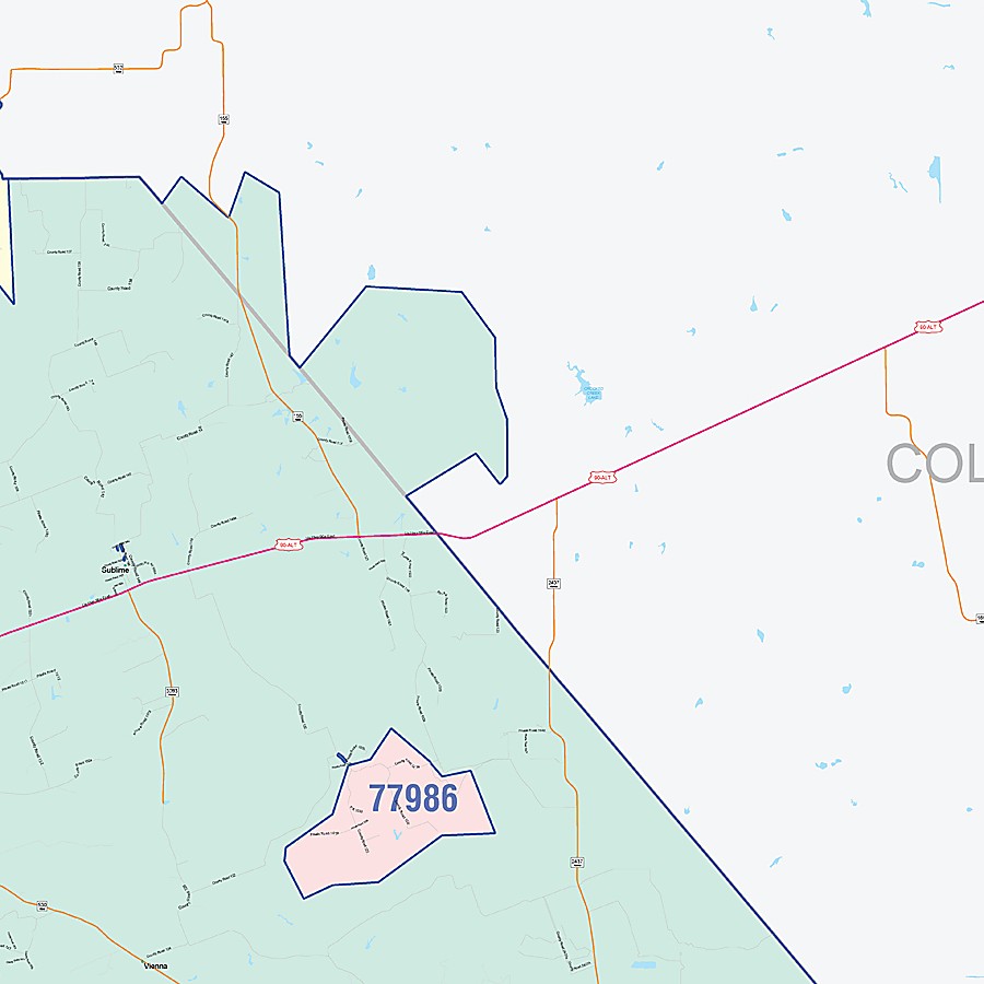 Lavaca County, TX Colorcast Style Wall Map