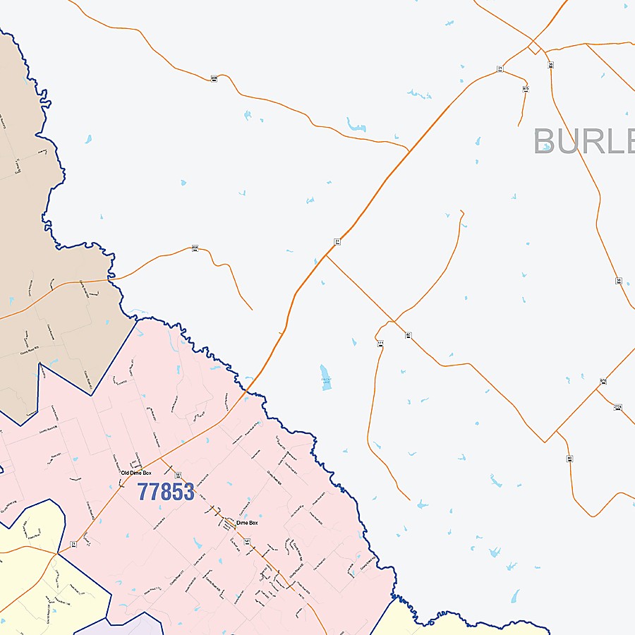 Lee County, TX Colorcast Style Wall Map