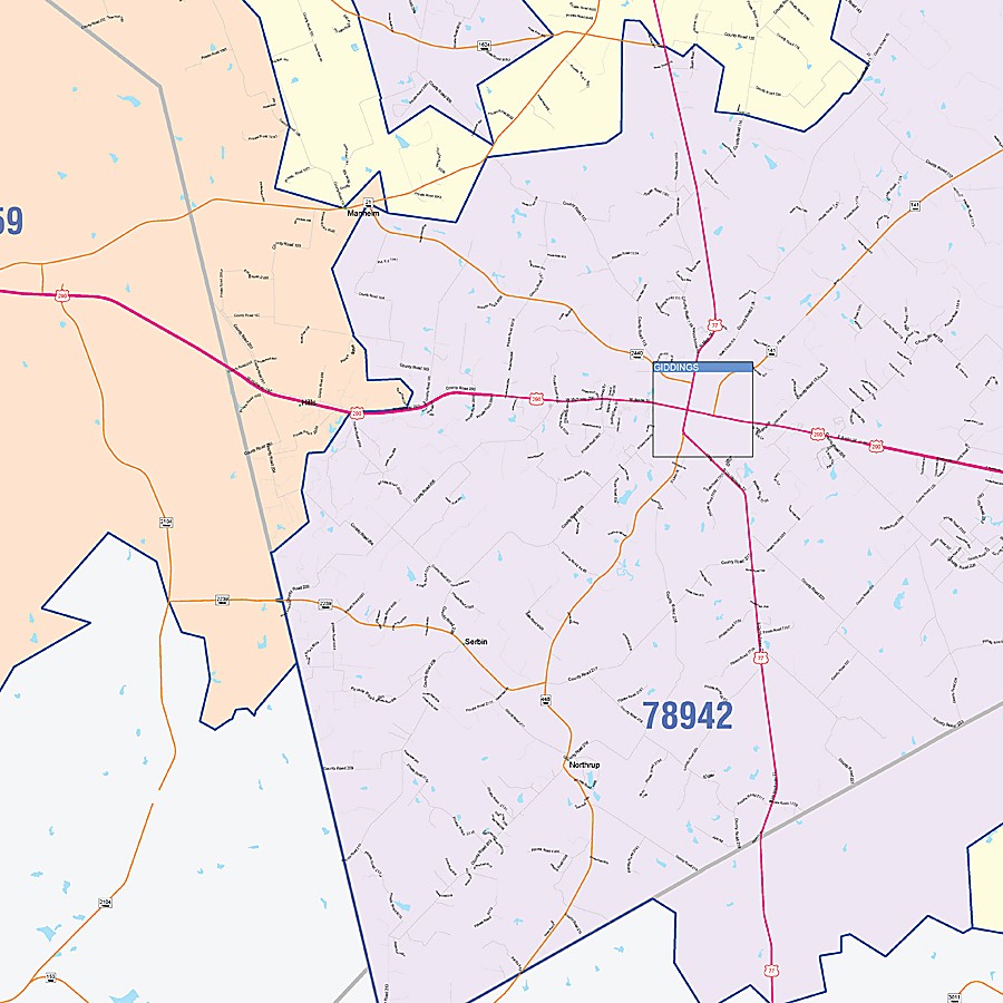 Lee County, TX Colorcast Style Wall Map