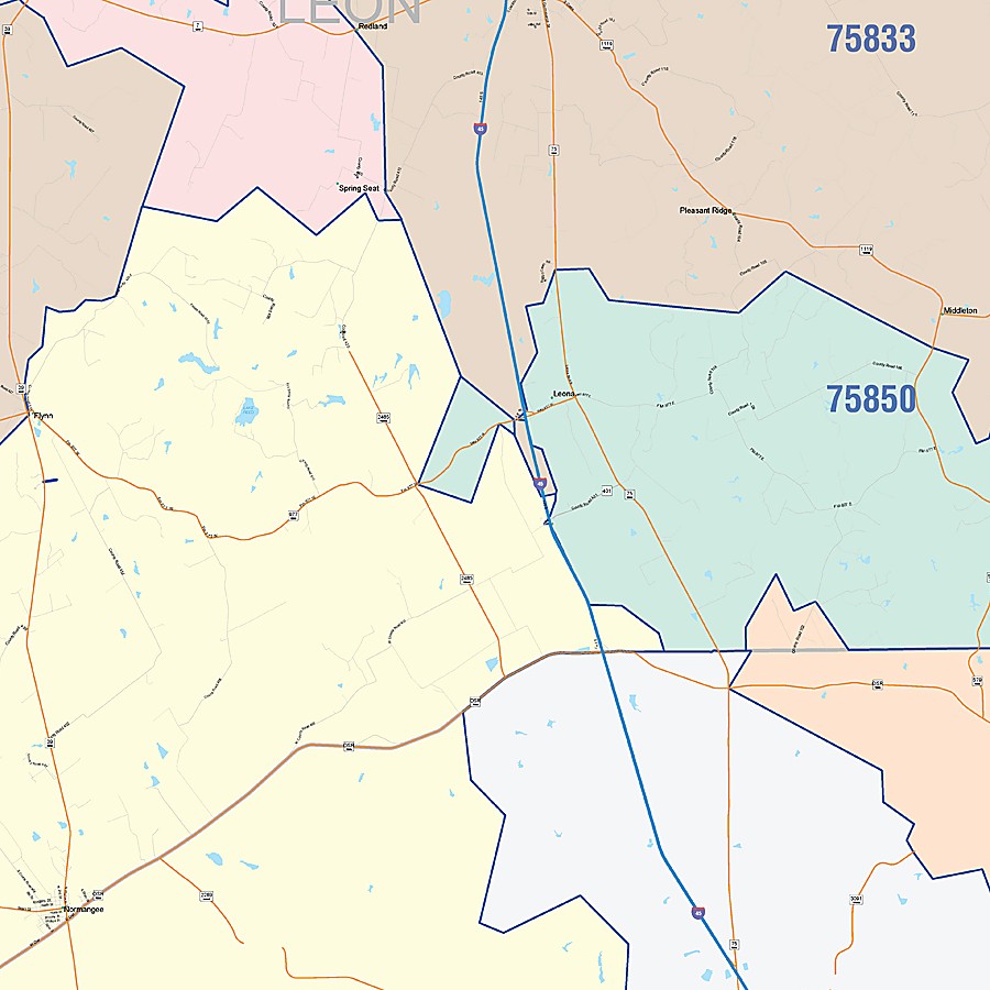 Leon County, TX Colorcast Style Wall Map