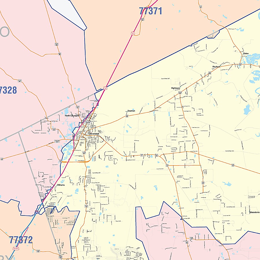 Liberty County, TX Colorcast Style Wall Map