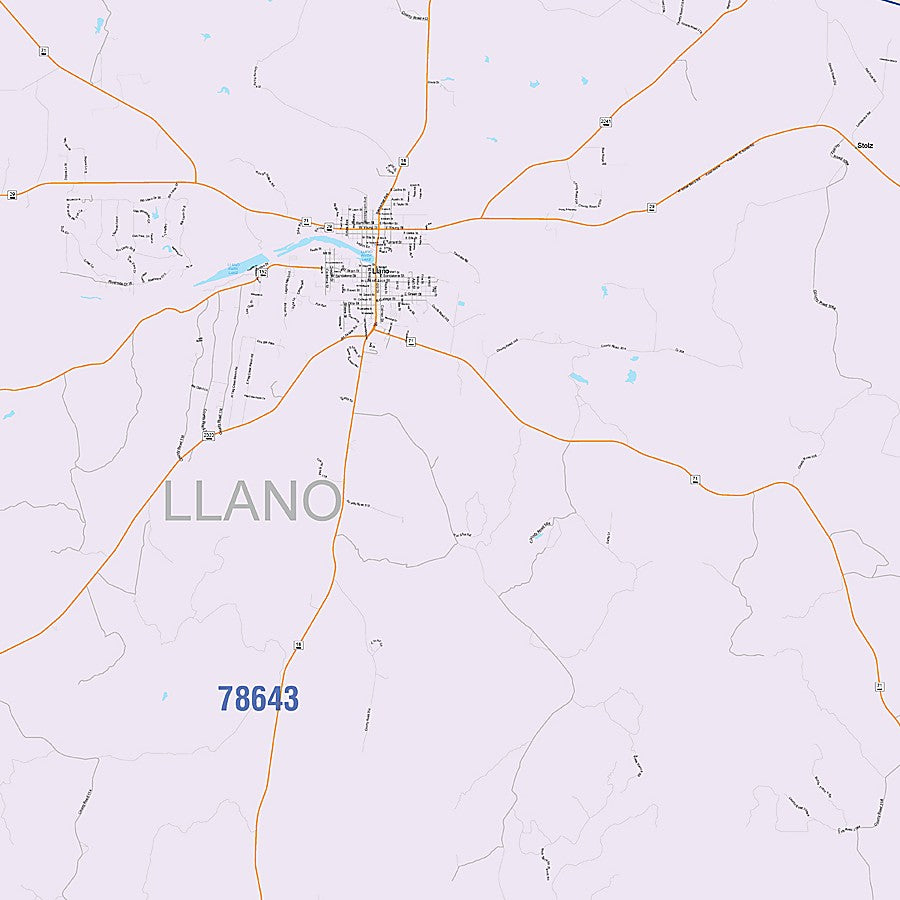 Llano County, TX Colorcast Style Wall Map