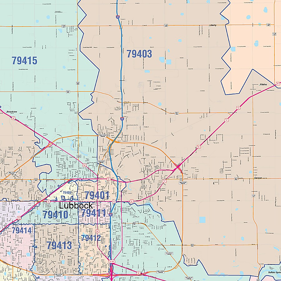 Lubbock County, TX Colorcast Style Wall Map