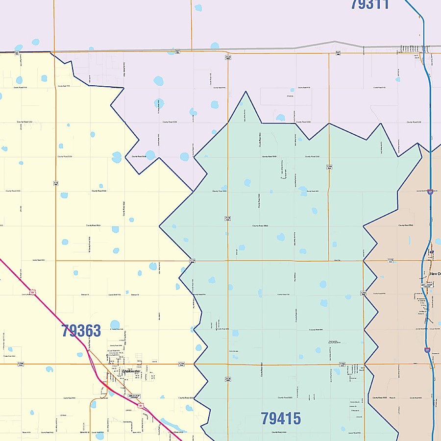 Lubbock County, TX Colorcast Style Wall Map