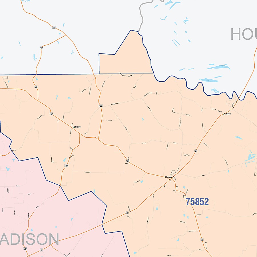 Madison County, TX Colorcast Style Wall Map