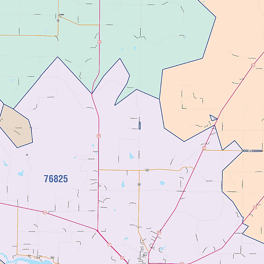 McCulloch County, TX Colorcast Style Wall Map