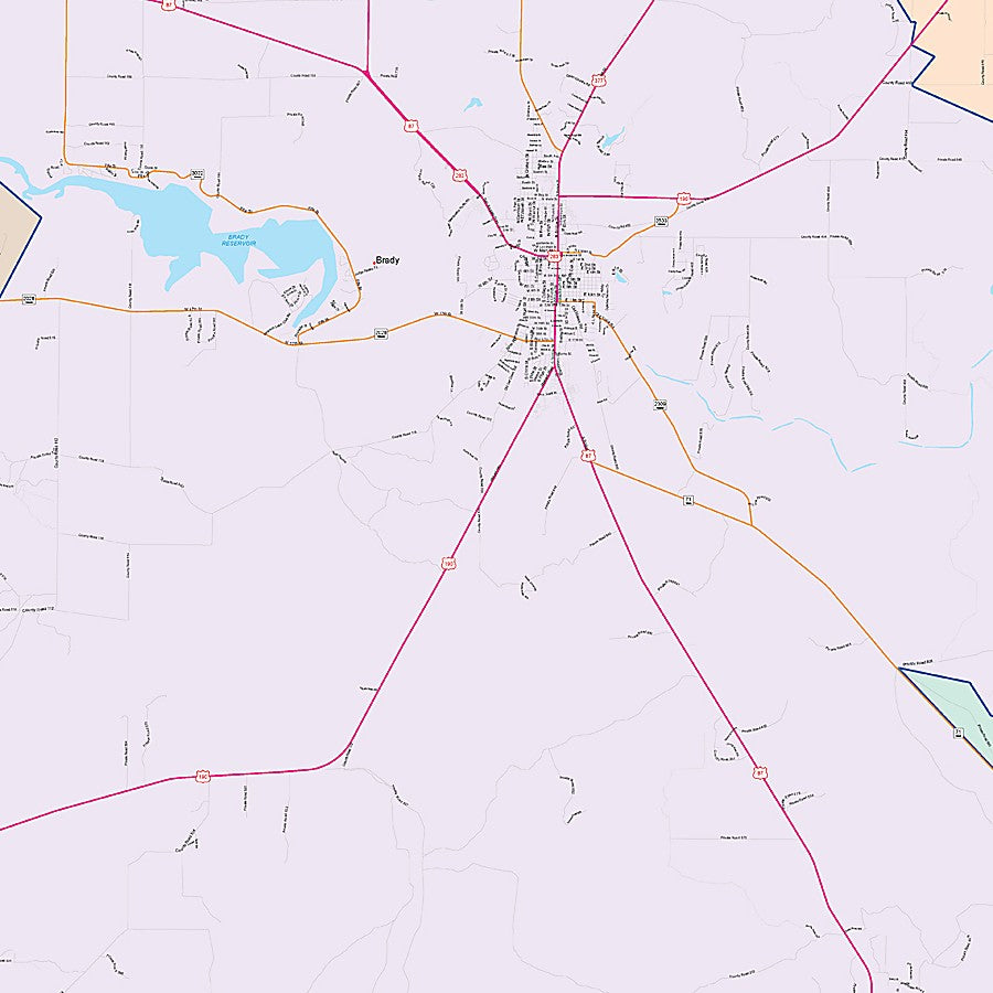 McCulloch County, TX Colorcast Style Wall Map