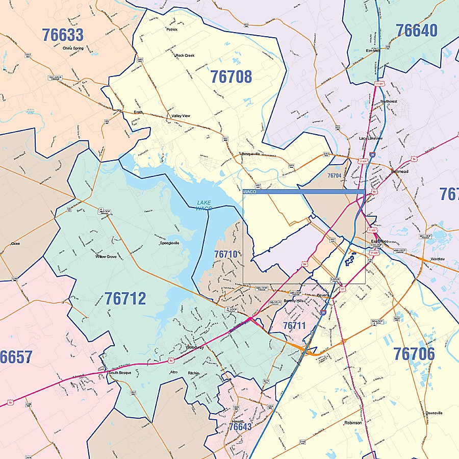 McLennan County, TX Colorcast Style Wall Map