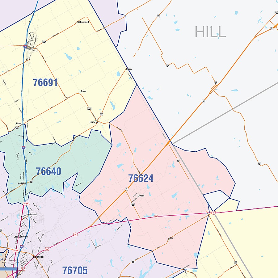 McLennan County, TX Colorcast Style Wall Map