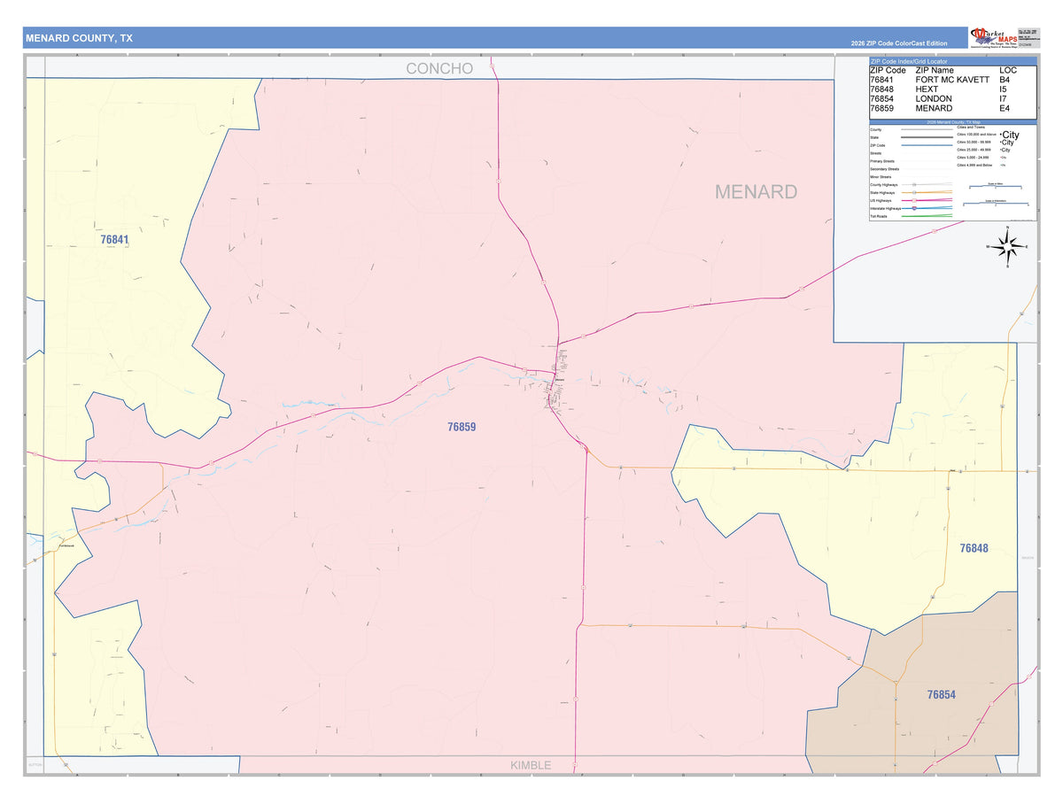 Menard County, TX Colorcast Style Wall Map