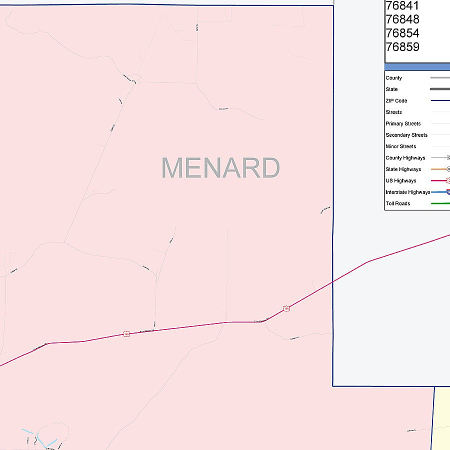 Menard County, TX Colorcast Style Wall Map