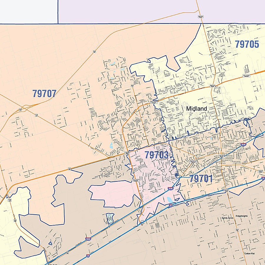 Midland County, TX Colorcast Style Wall Map
