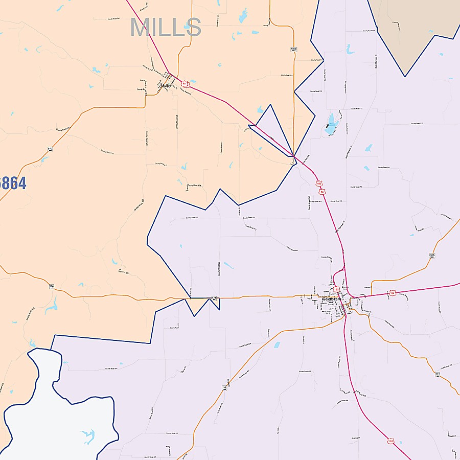 Mills County, TX Colorcast Style Wall Map