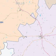 Mills County, TX Colorcast Style Wall Map