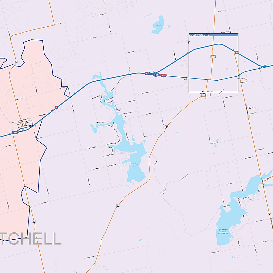 Mitchell County, TX Colorcast Style Wall Map