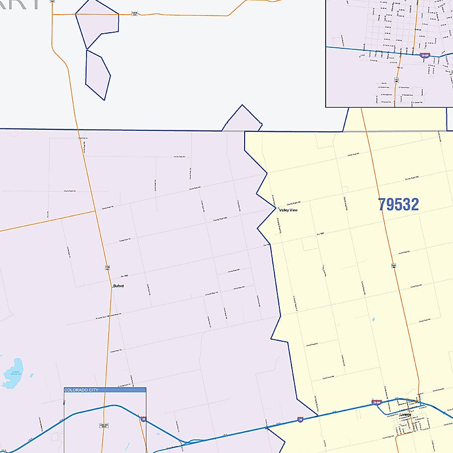 Mitchell County, TX Colorcast Style Wall Map