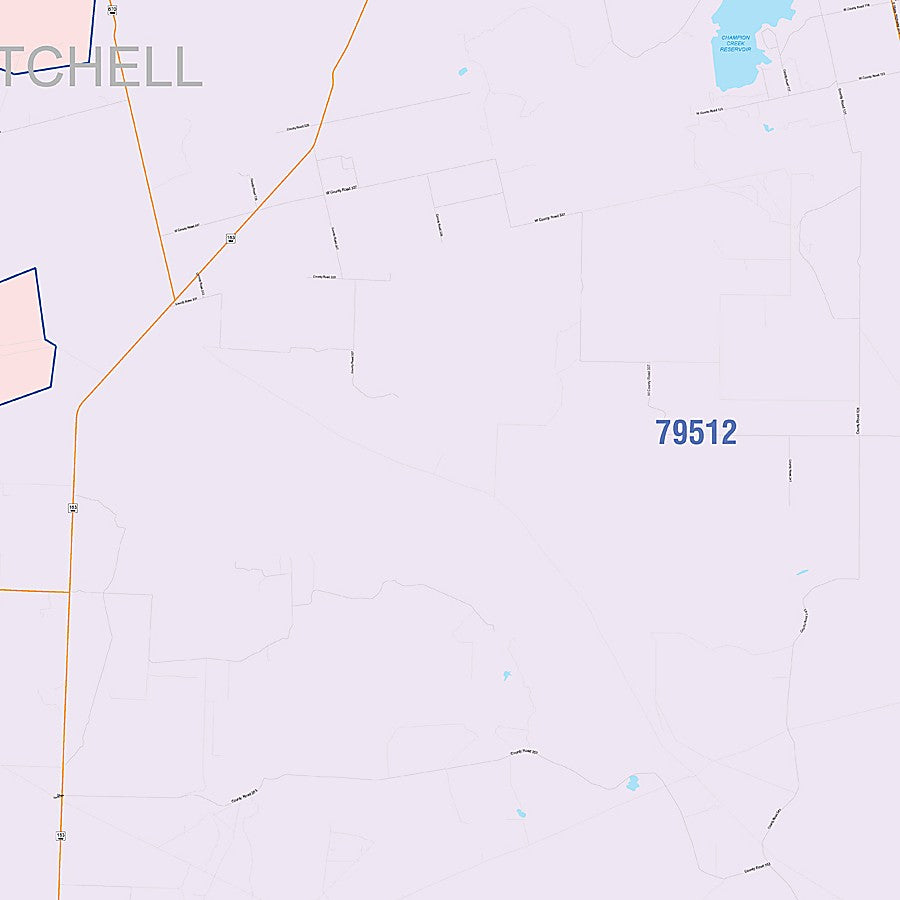Mitchell County, TX Colorcast Style Wall Map