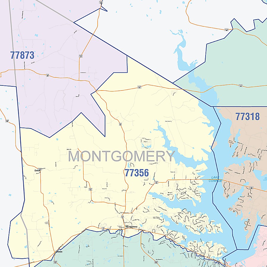 Montgomery County, TX Colorcast Style Wall Map