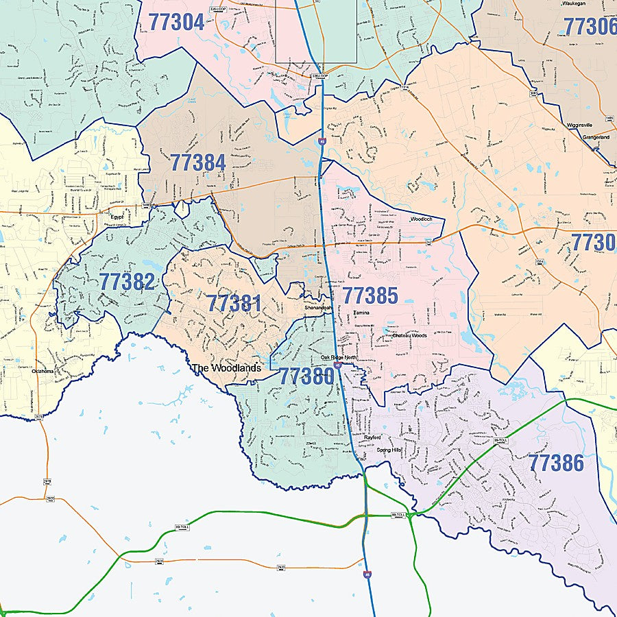 Montgomery County, TX Colorcast Style Wall Map