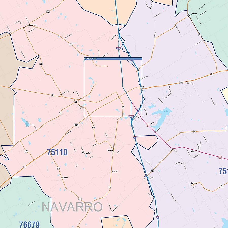 Navarro County, TX Colorcast Style Wall Map