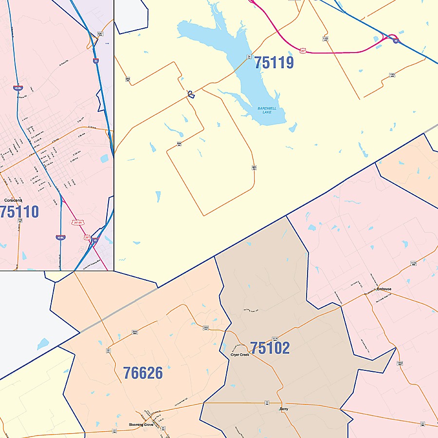 Navarro County, TX Colorcast Style Wall Map