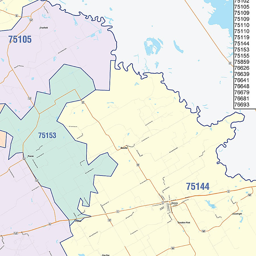 Navarro County, TX Colorcast Style Wall Map