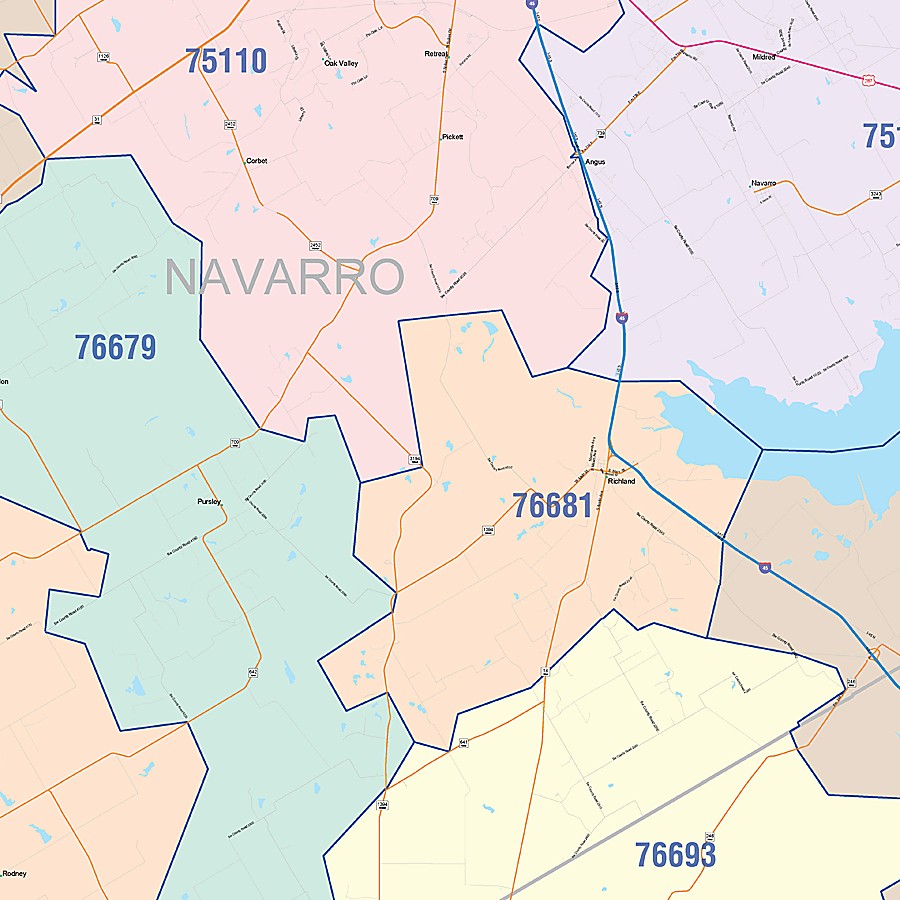 Navarro County, TX Colorcast Style Wall Map