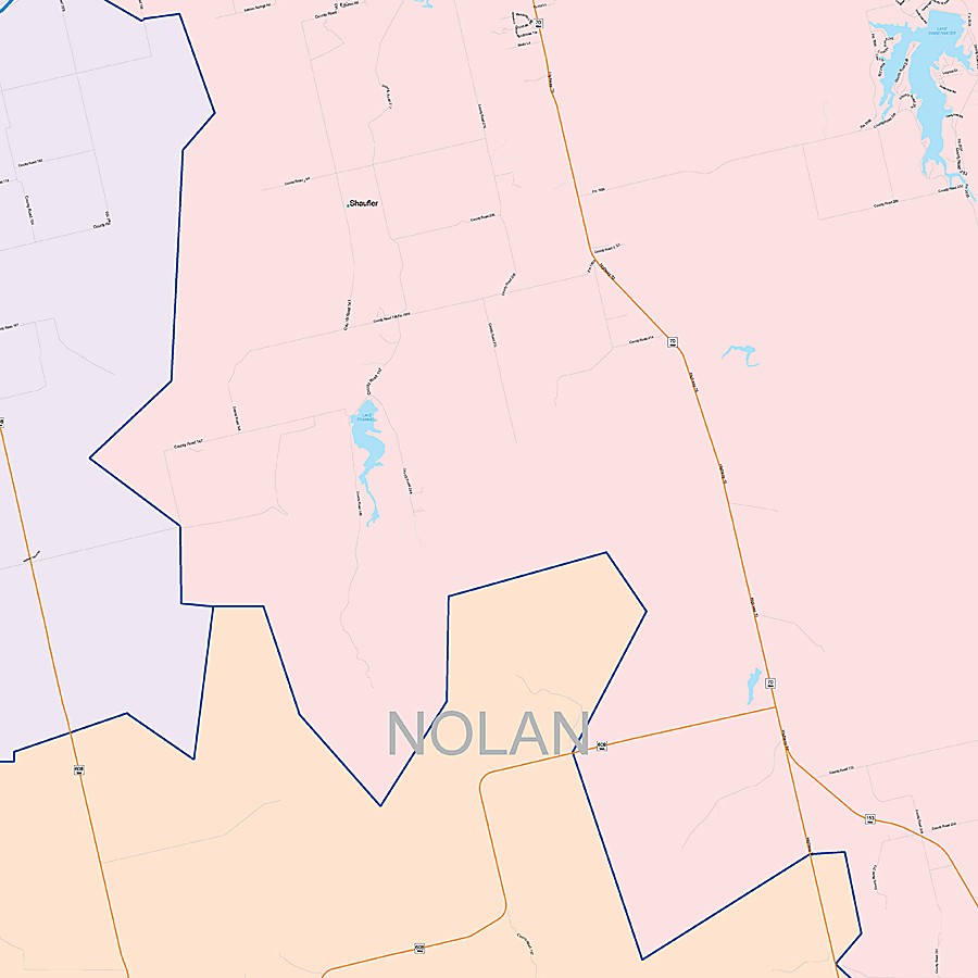 Nolan County, TX Colorcast Style Wall Map