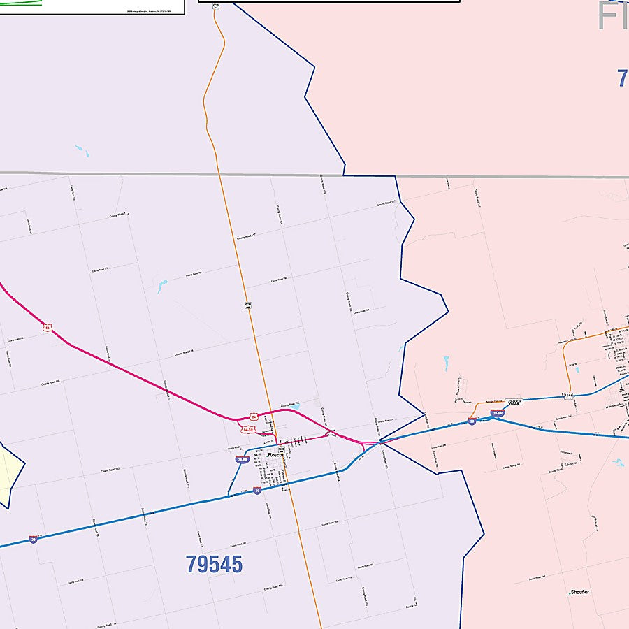 Nolan County, TX Colorcast Style Wall Map