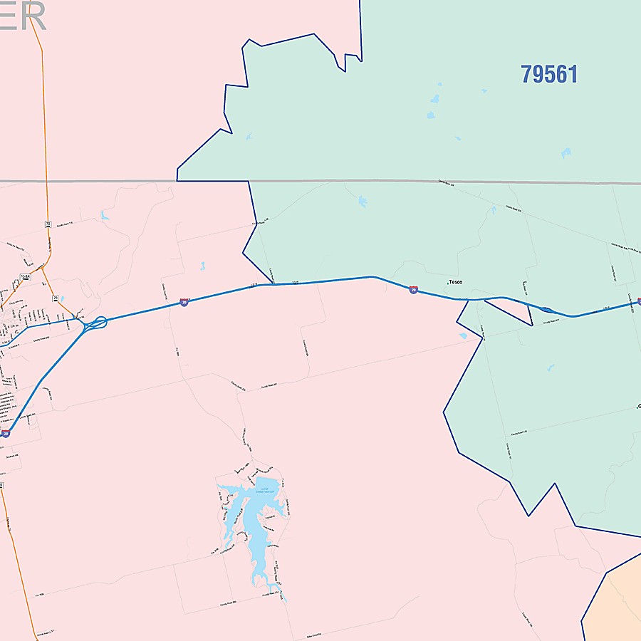 Nolan County, TX Colorcast Style Wall Map