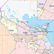 Nueces County, TX Colorcast Style Wall Map