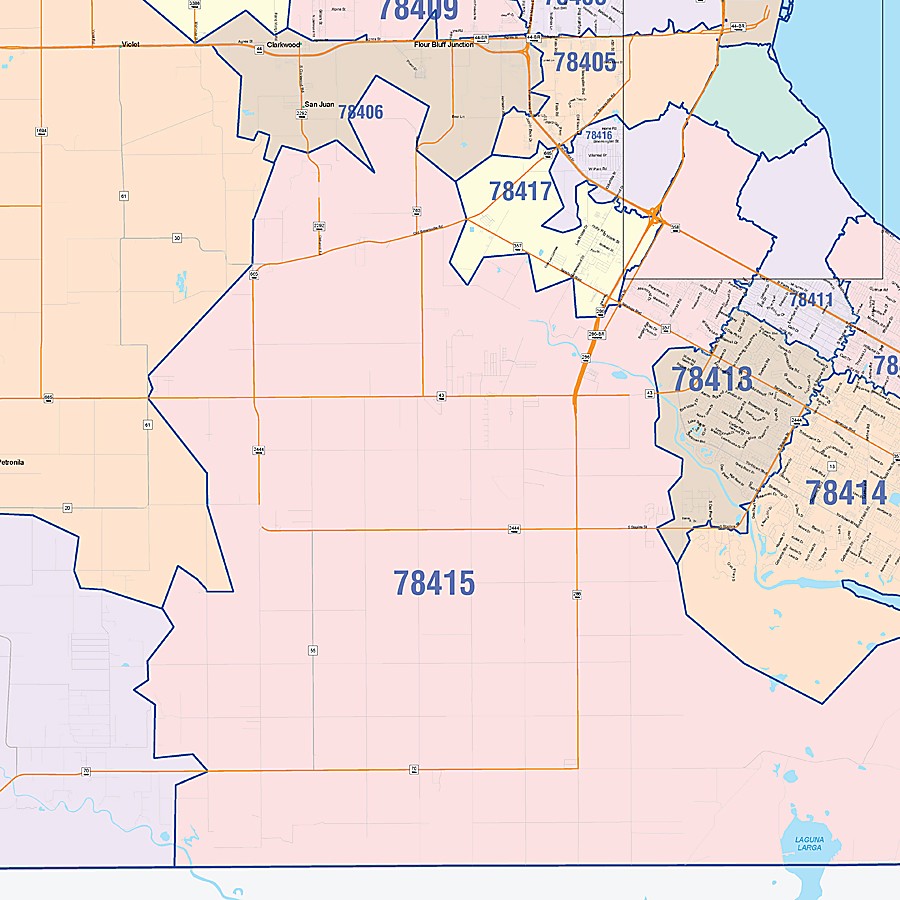 Nueces County, TX Colorcast Style Wall Map