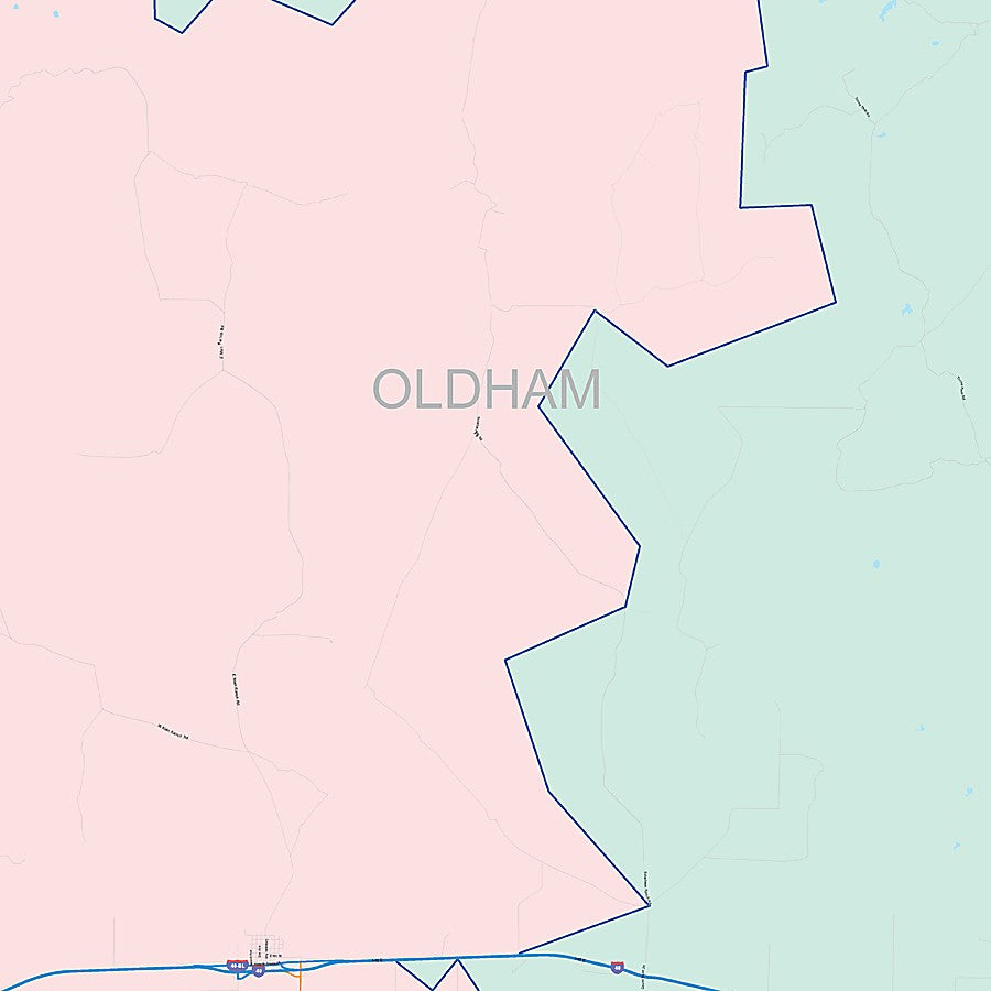 Oldham County, TX Colorcast Style Wall Map