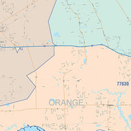 Orange County, TX Colorcast Style Wall Map