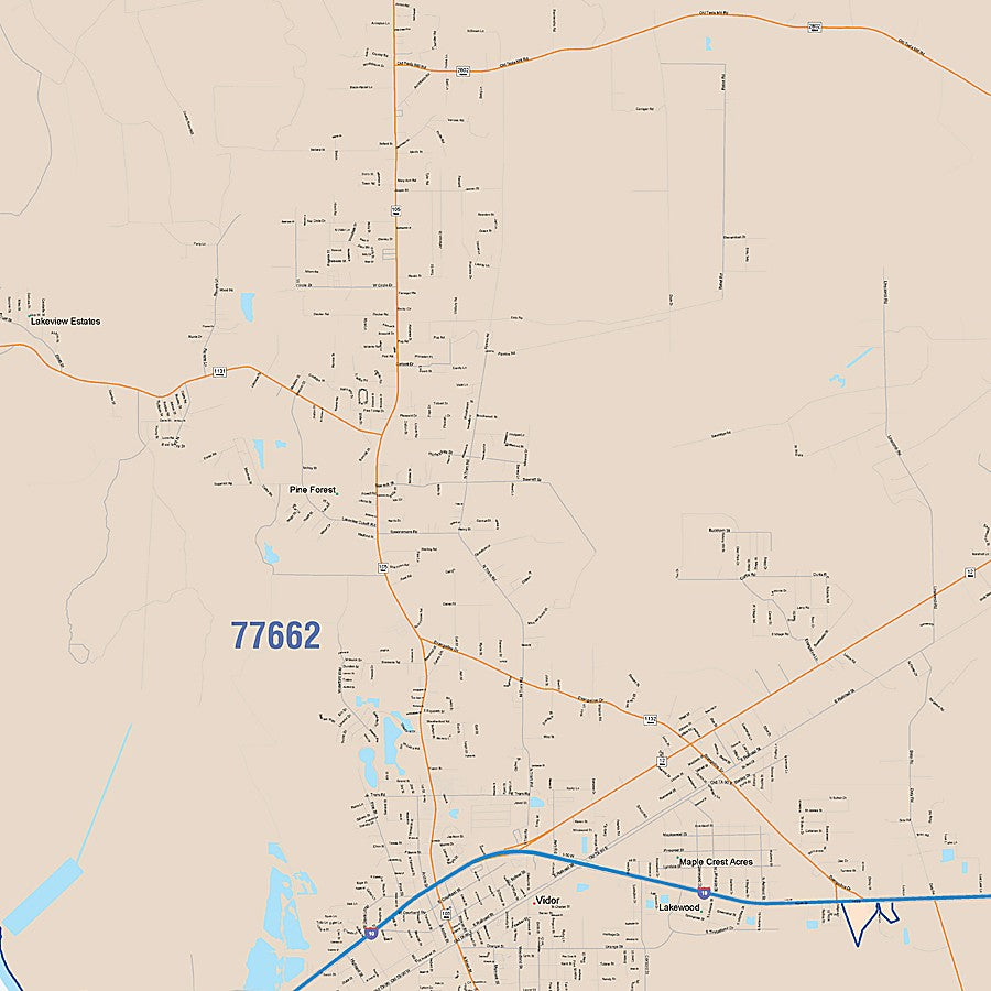 Orange County, TX Colorcast Style Wall Map