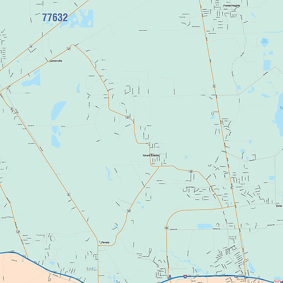 Orange County, TX Colorcast Style Wall Map