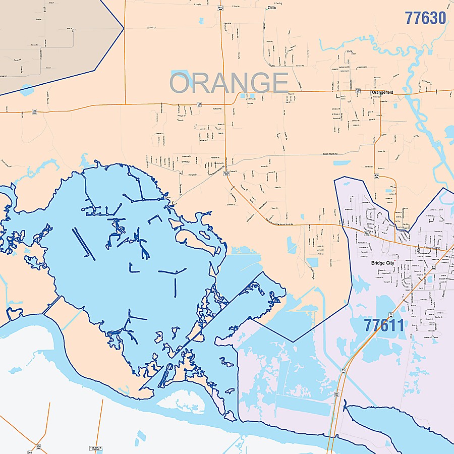Orange County, TX Colorcast Style Wall Map