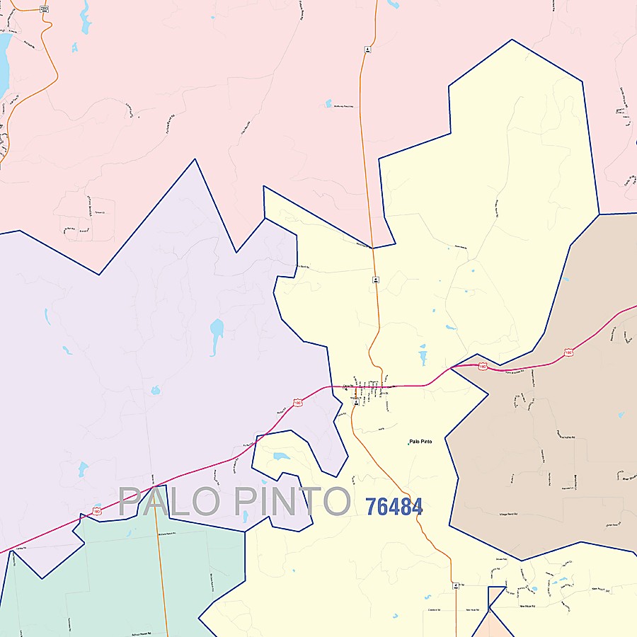 Palo Pinto County, TX Colorcast Style Wall Map