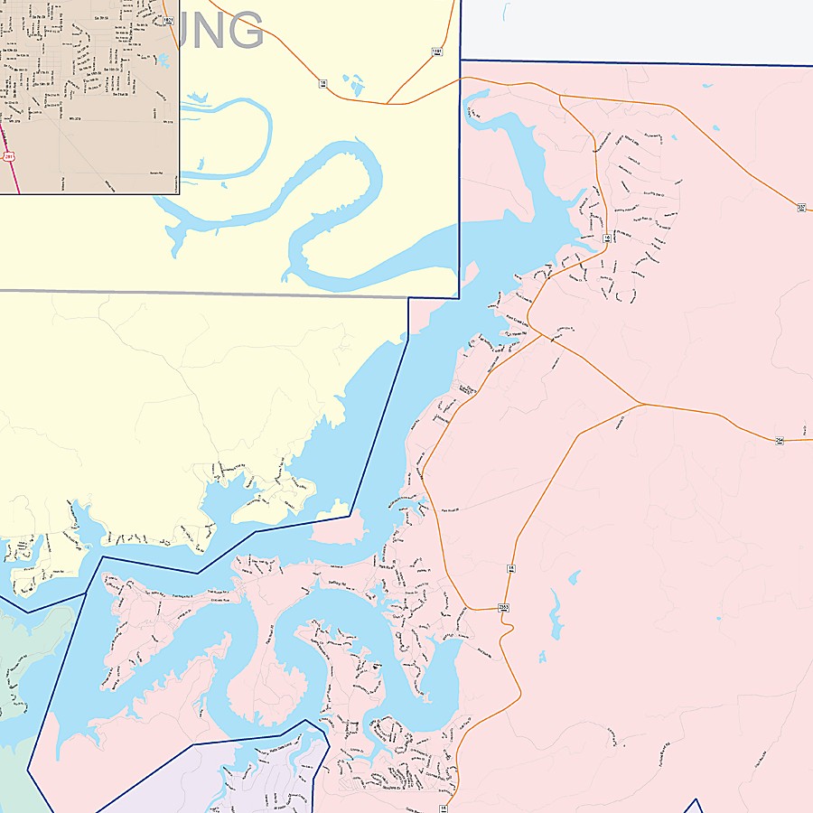 Palo Pinto County, TX Colorcast Style Wall Map