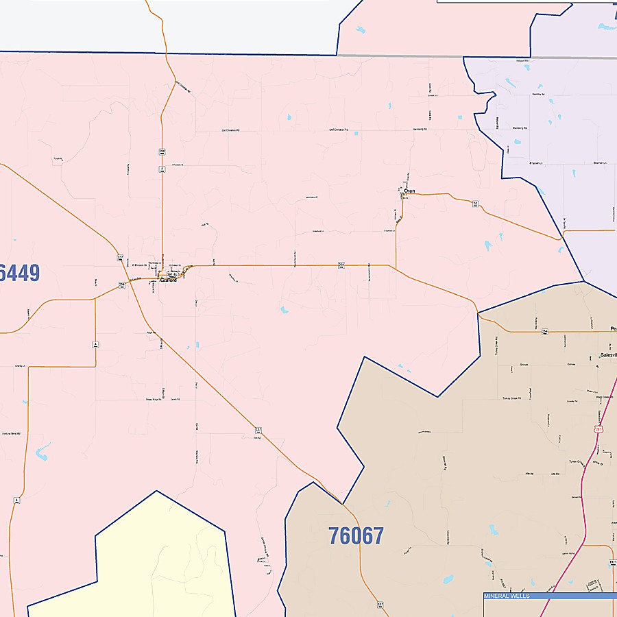 Palo Pinto County, TX Colorcast Style Wall Map