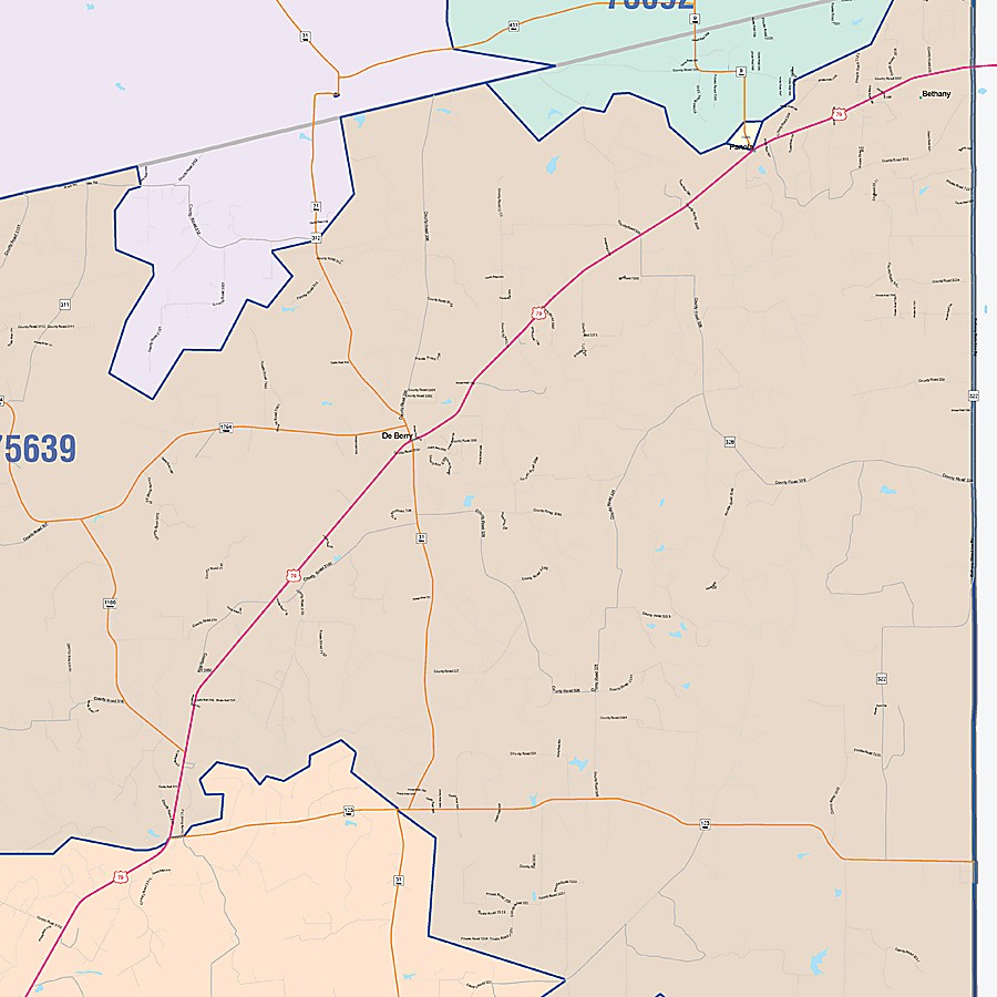 Panola County, TX Colorcast Style Wall Map