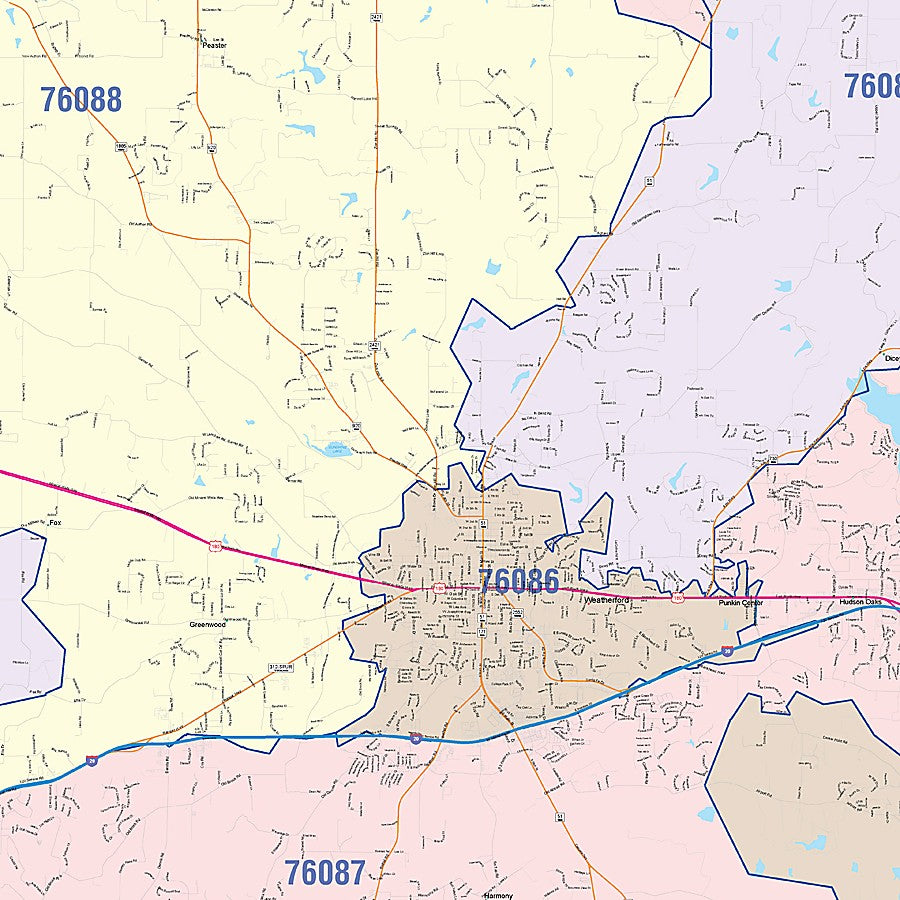 Parker County, TX Colorcast Style Wall Map