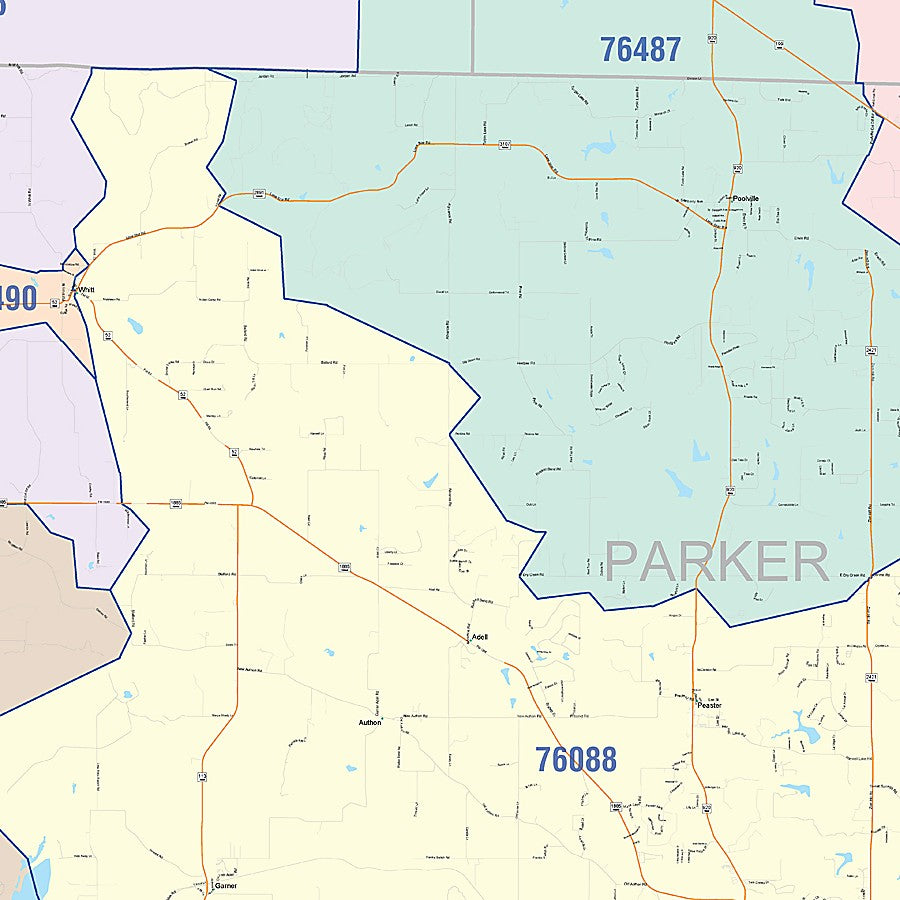 Parker County, TX Colorcast Style Wall Map