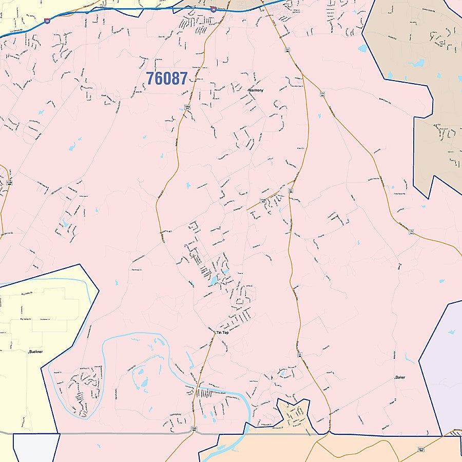 Parker County, TX Colorcast Style Wall Map