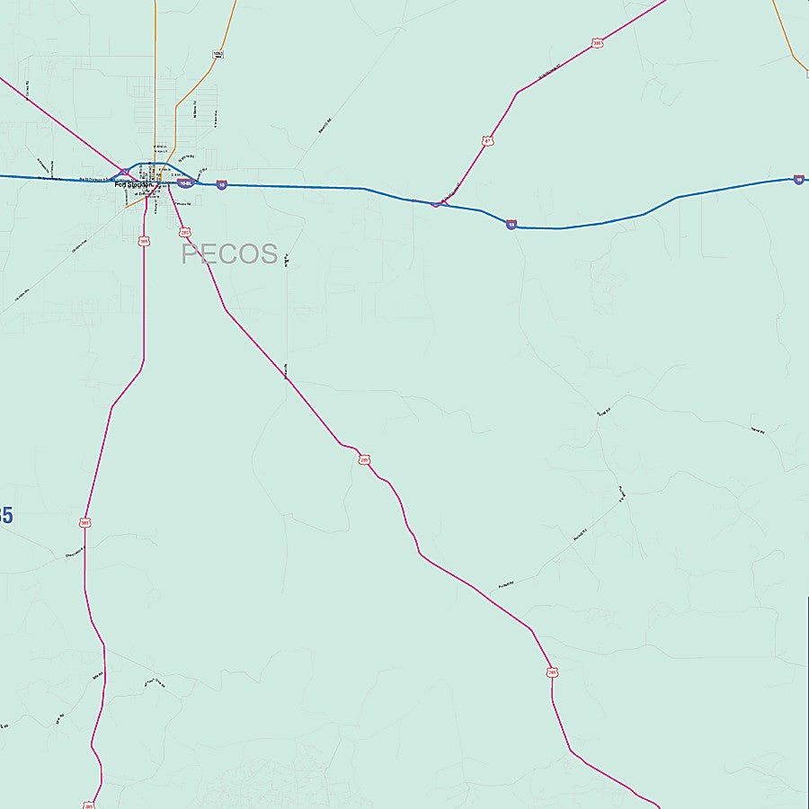 Pecos County, TX Colorcast Style Wall Map