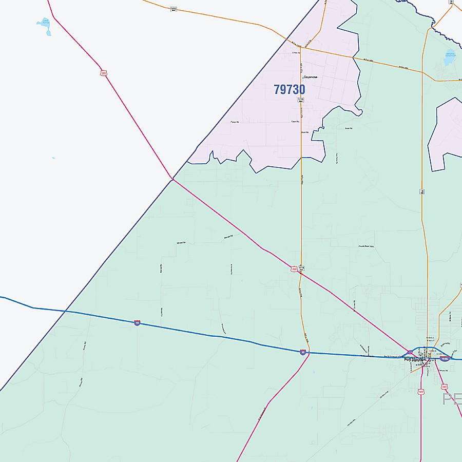 Pecos County, TX Colorcast Style Wall Map
